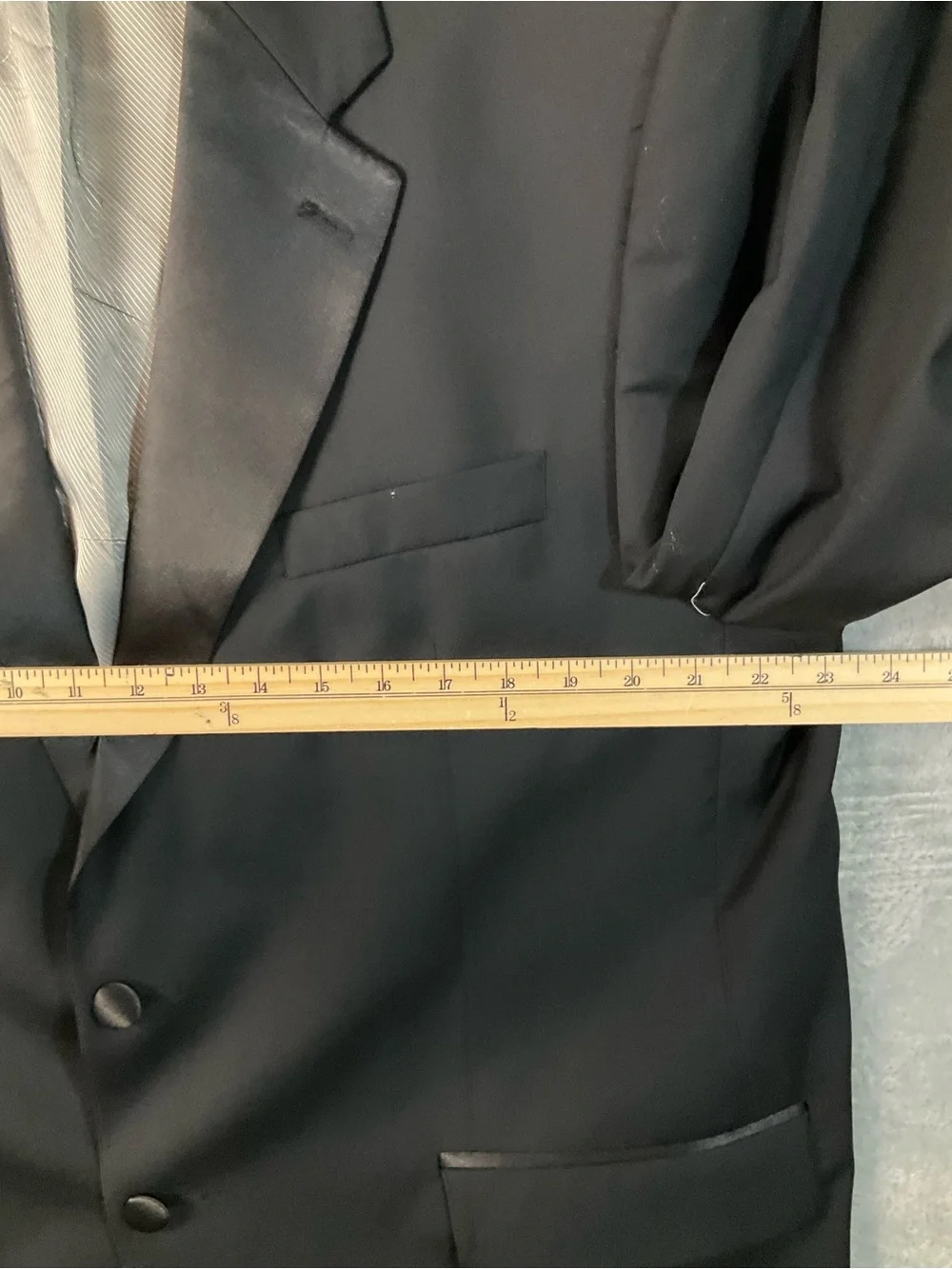 Calvin Klein Tuxedo Jacket Men’s 46R Wool Satin Lapel Trim Black